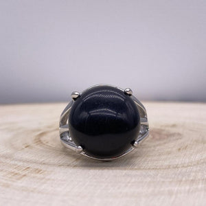 Bague Obsidienne Bouclier Protecteur - Ajustable (Ovale Ou Ronde)