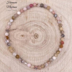 Bracelet Facetté Opale Rose Harmonie - 3/4Mm